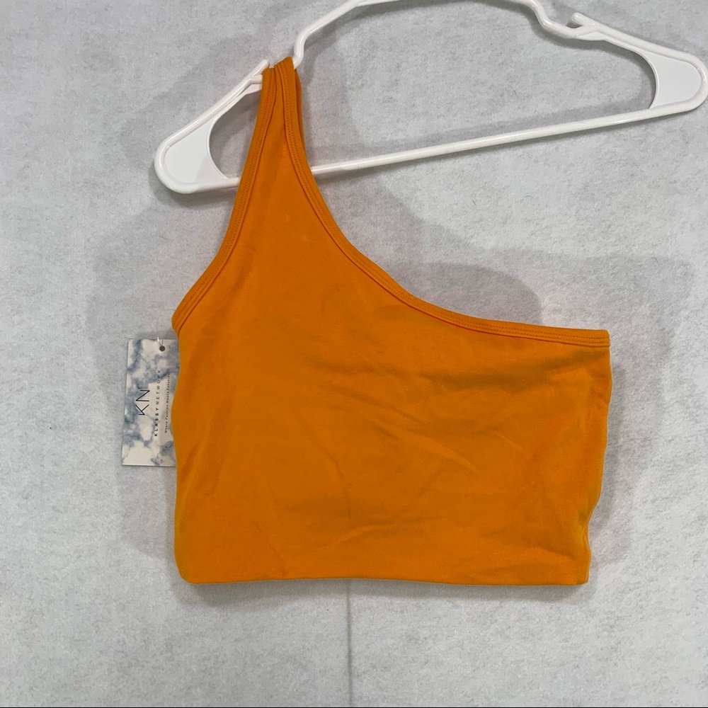 Klassy Network One Shoulder Strap Crop Top Padded Orange Women’s Size S